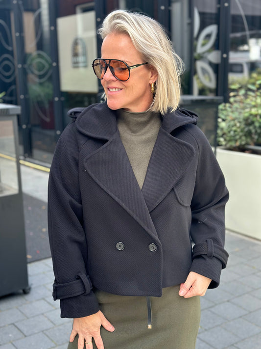 Korte trenchcoat zwart