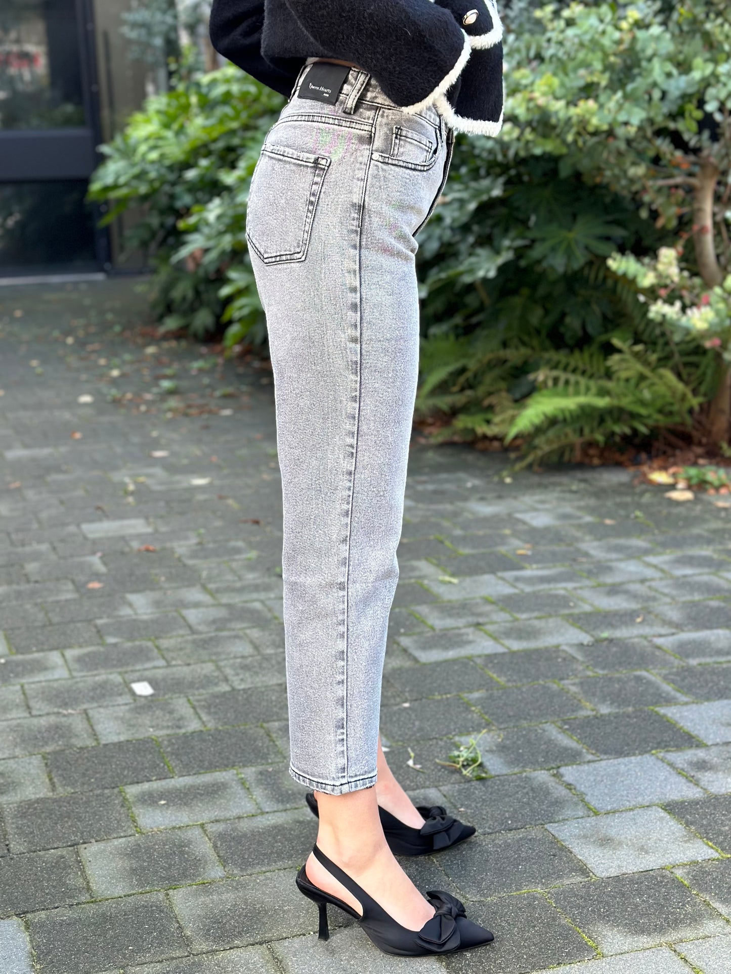 Mom fit jeans grijs Queen Hearts