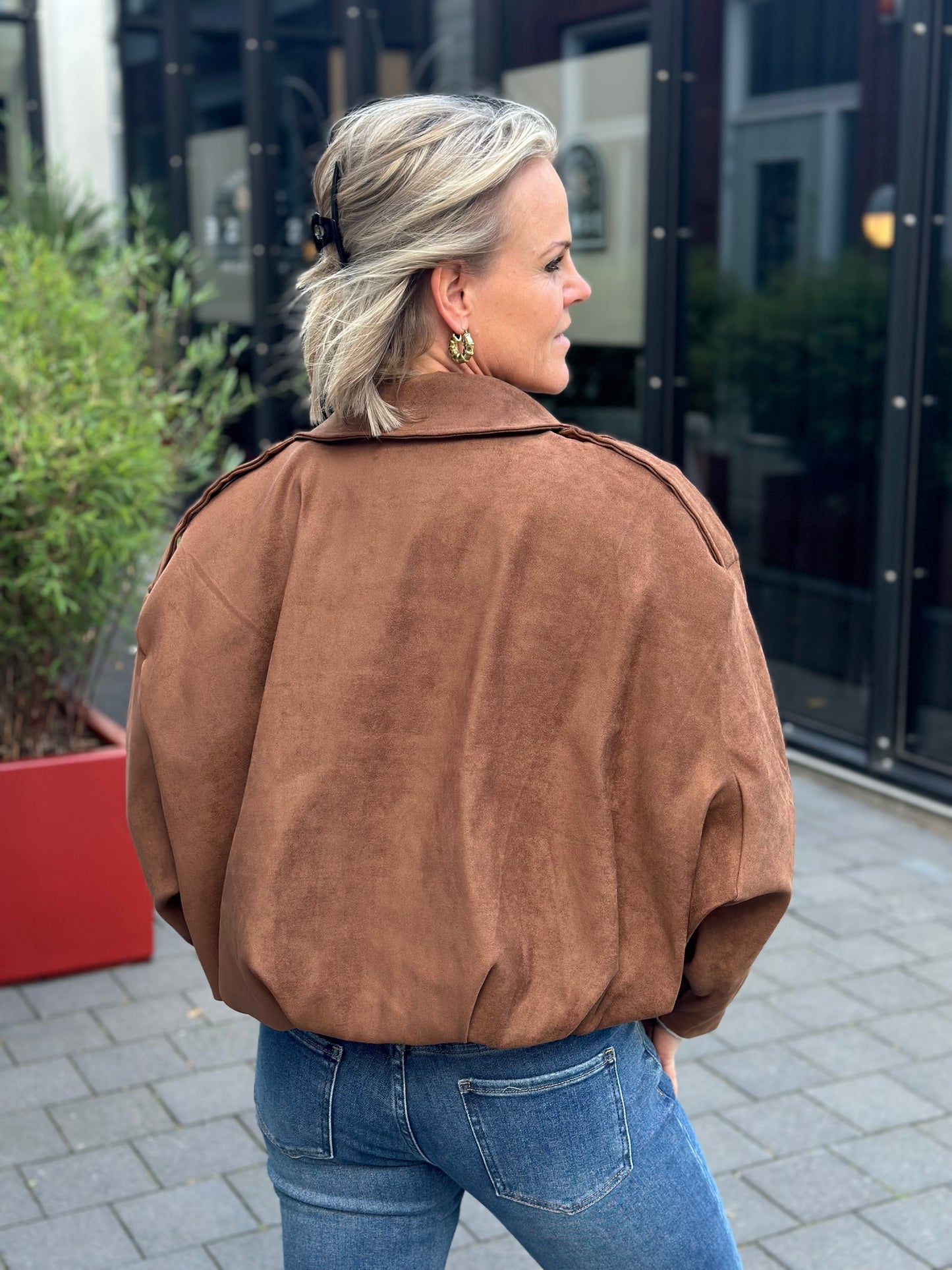 Suedine piloten jacket
