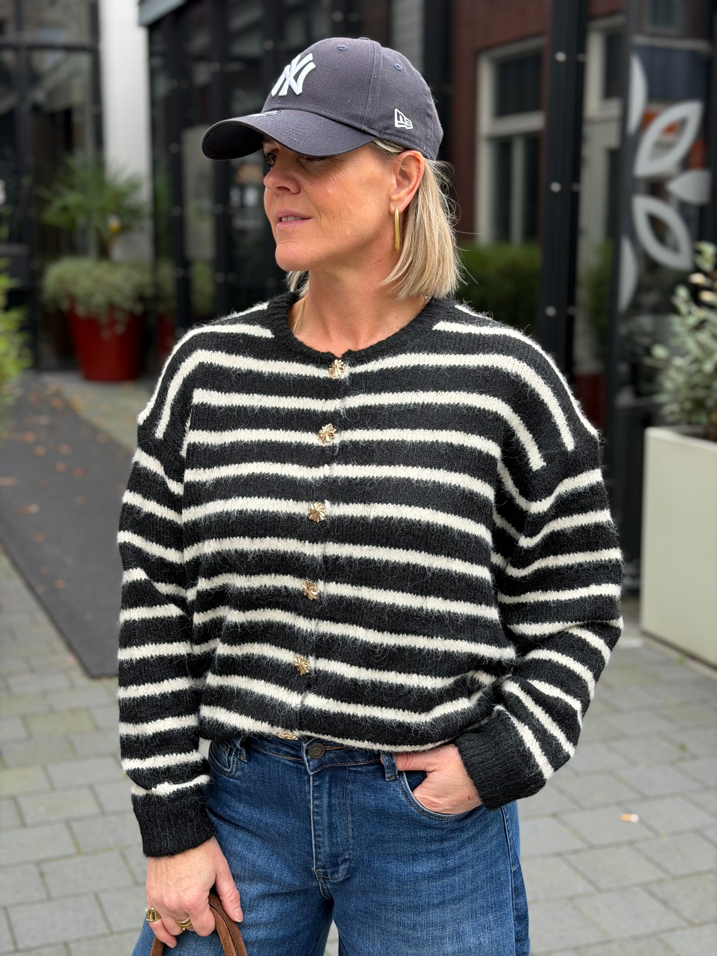 Cardigan Stripe zwart wit