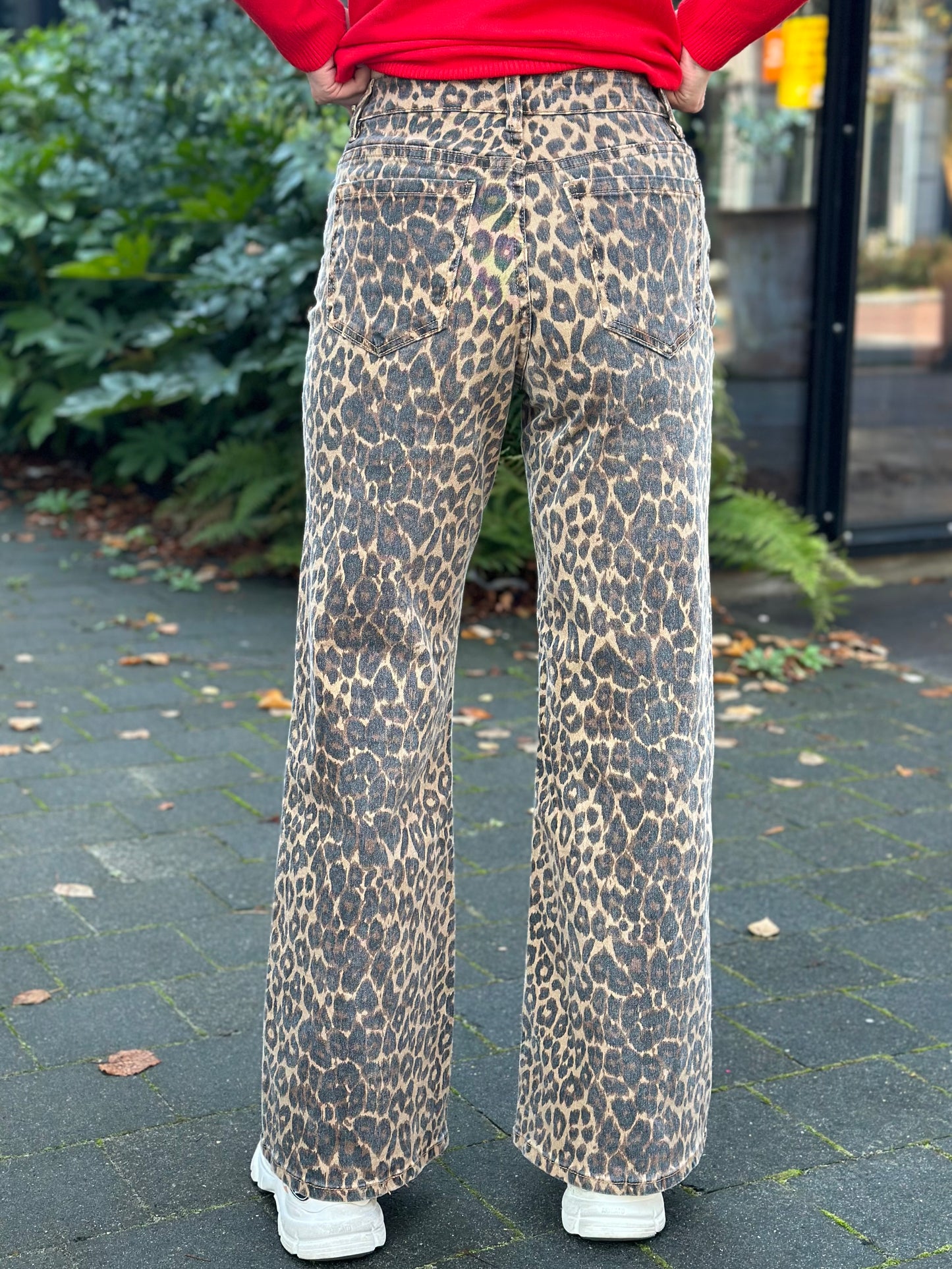 Leopard jeans wide leg