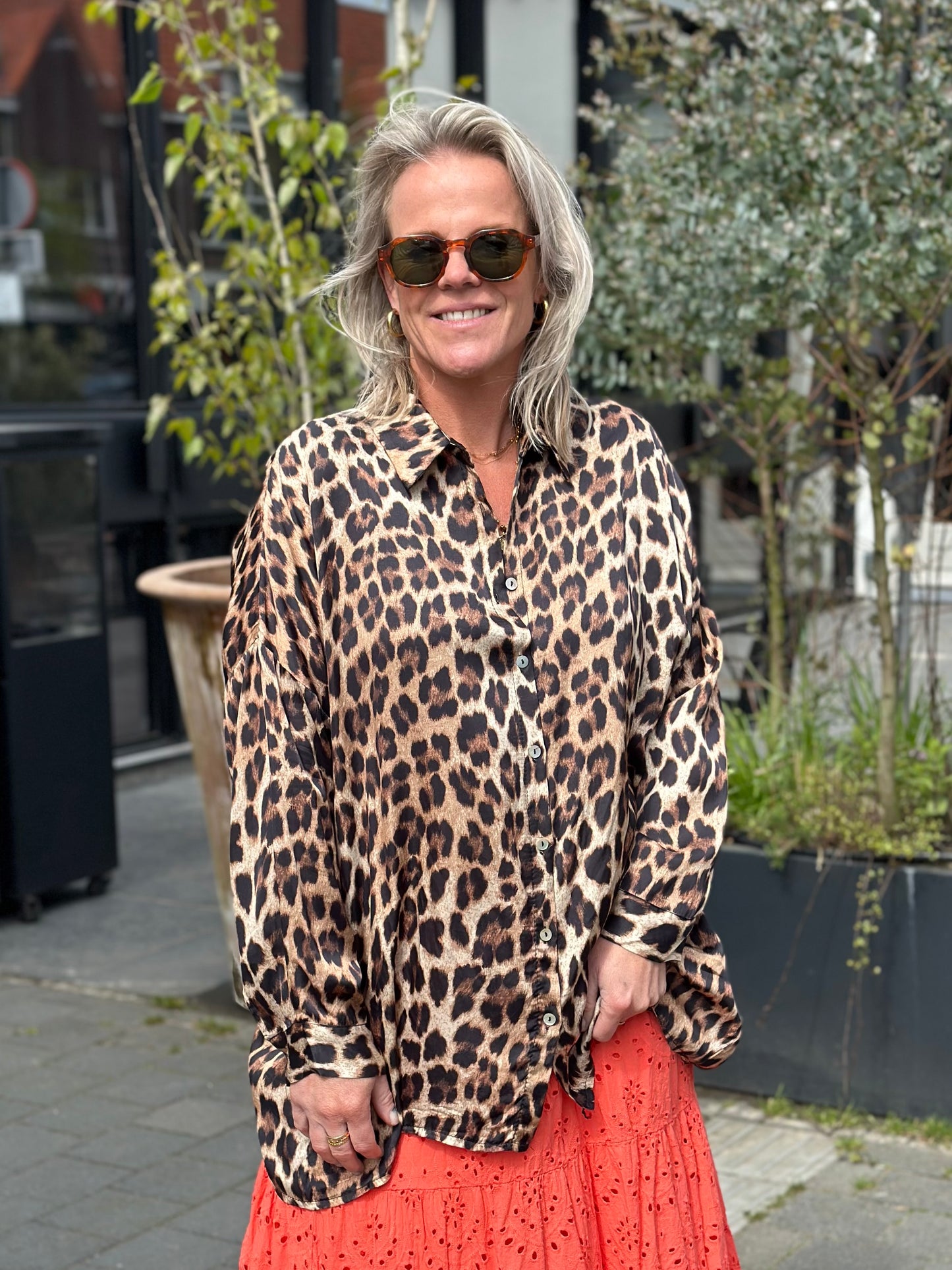 Silky Leopard blouse oversized