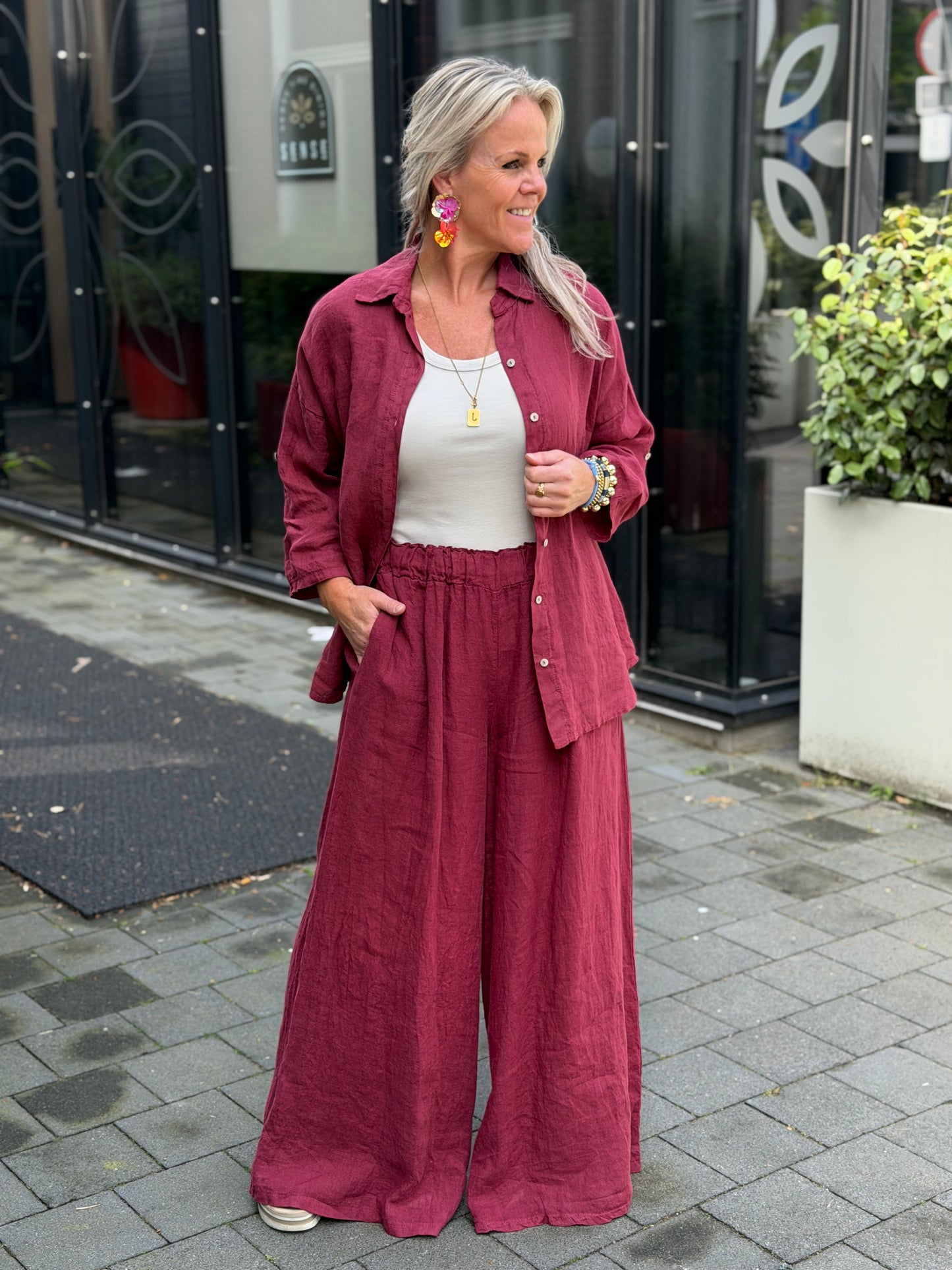 Linnen blouse kimmie Bordeaux’