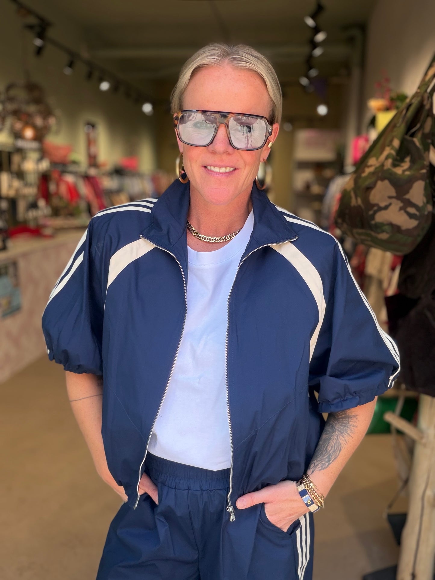 Retro sportjacket blauw