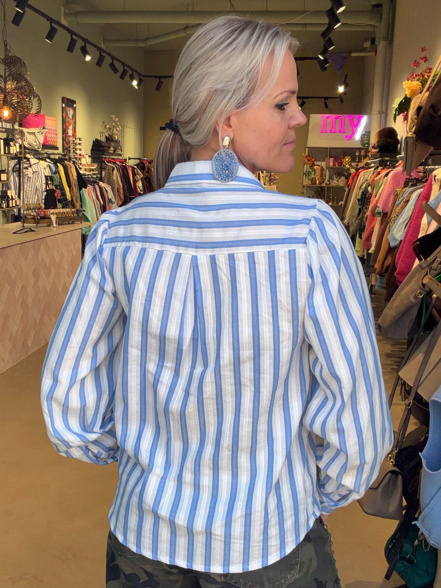 Stripe blouse pofmouw blue