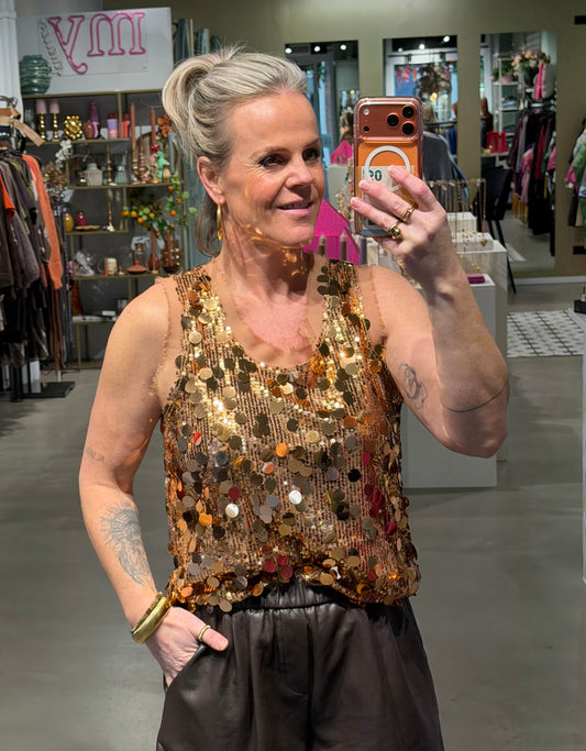Tanktop paillet brons