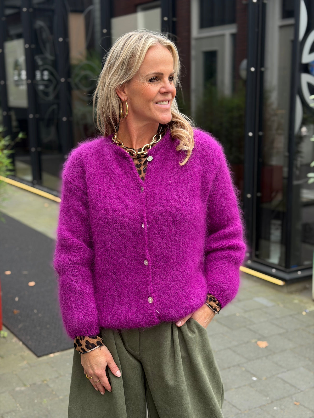 Mohair cardigan purple