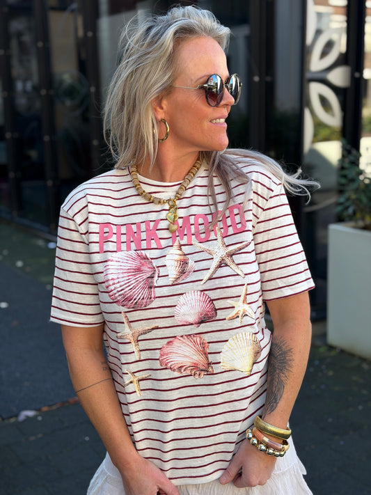 T-shirt stripe ecru Pink Mood