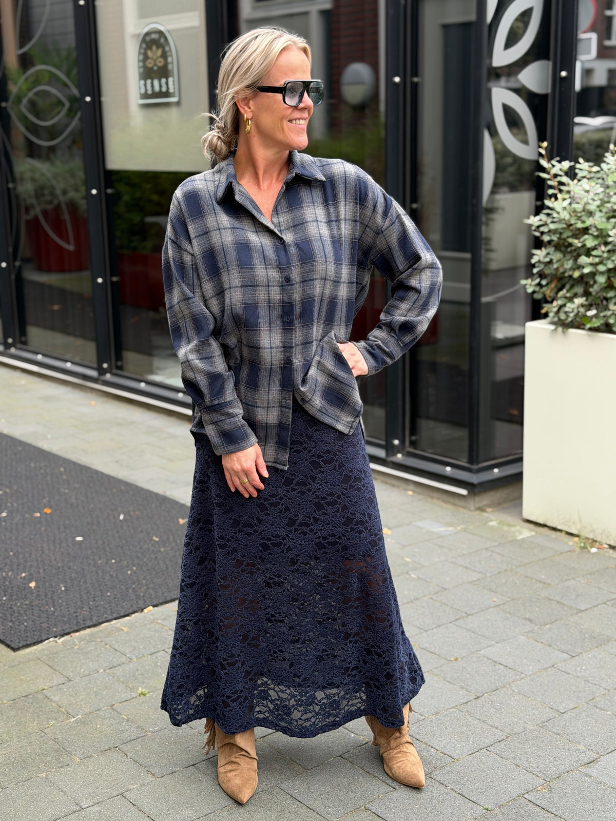 Kanten rok navy