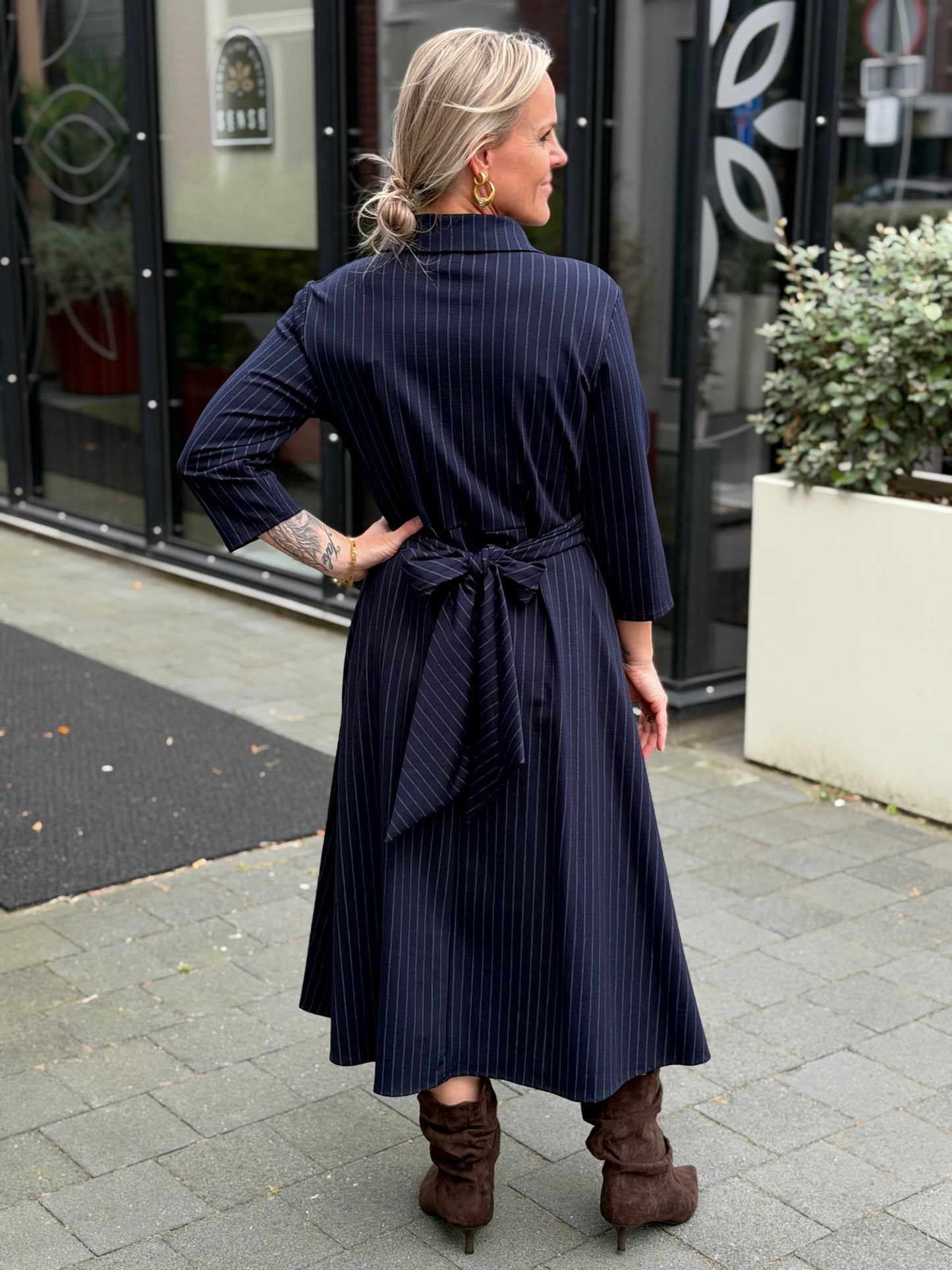 Wikkel jurk Stripe navy