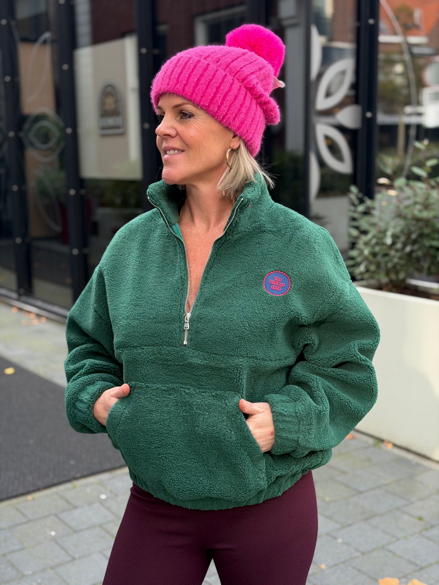 Teddy trui anorak groen