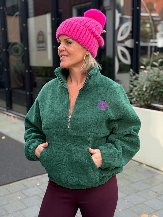 Teddy trui anorak groen