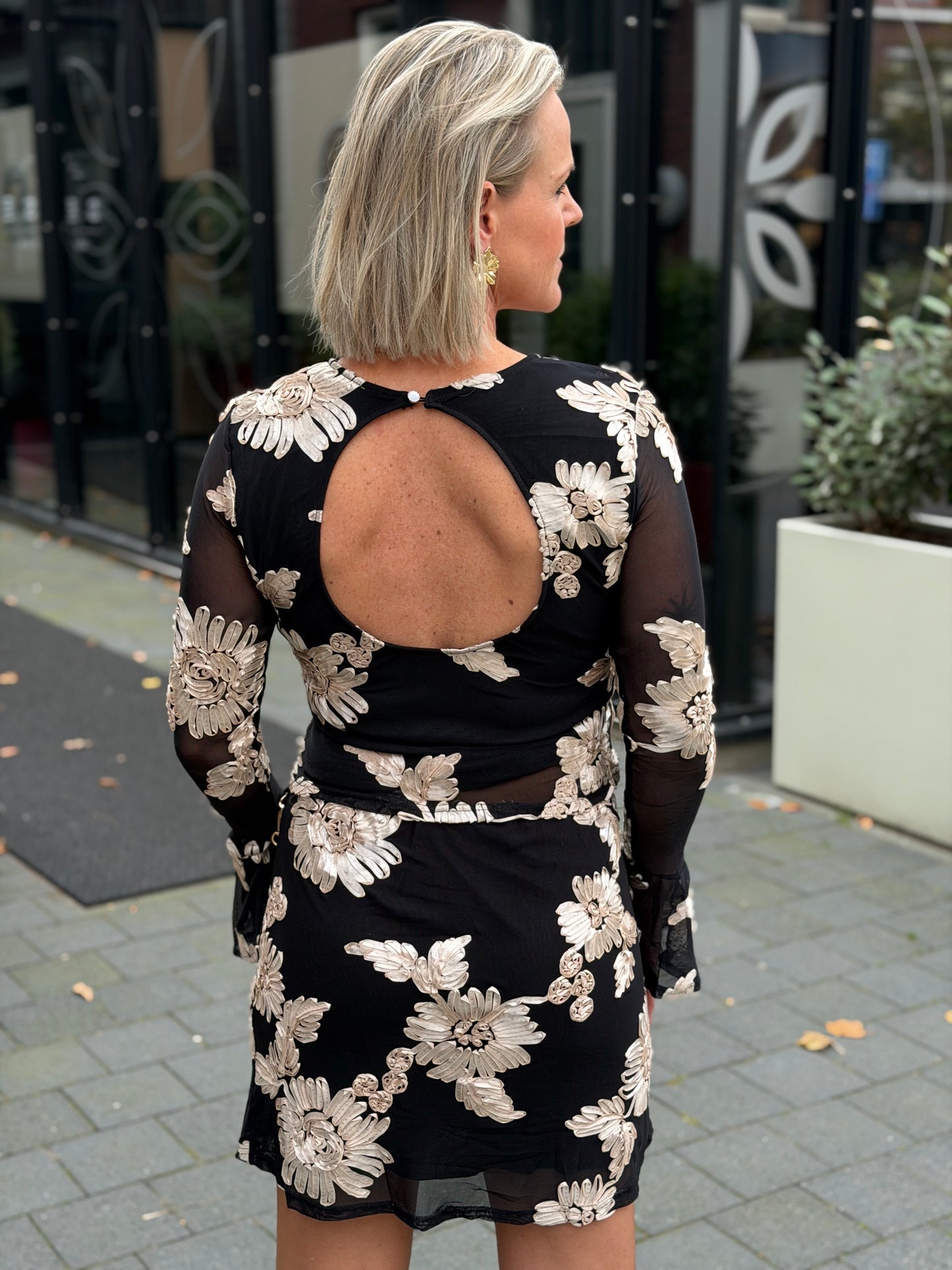 Tweedelige set rokje en top zwart