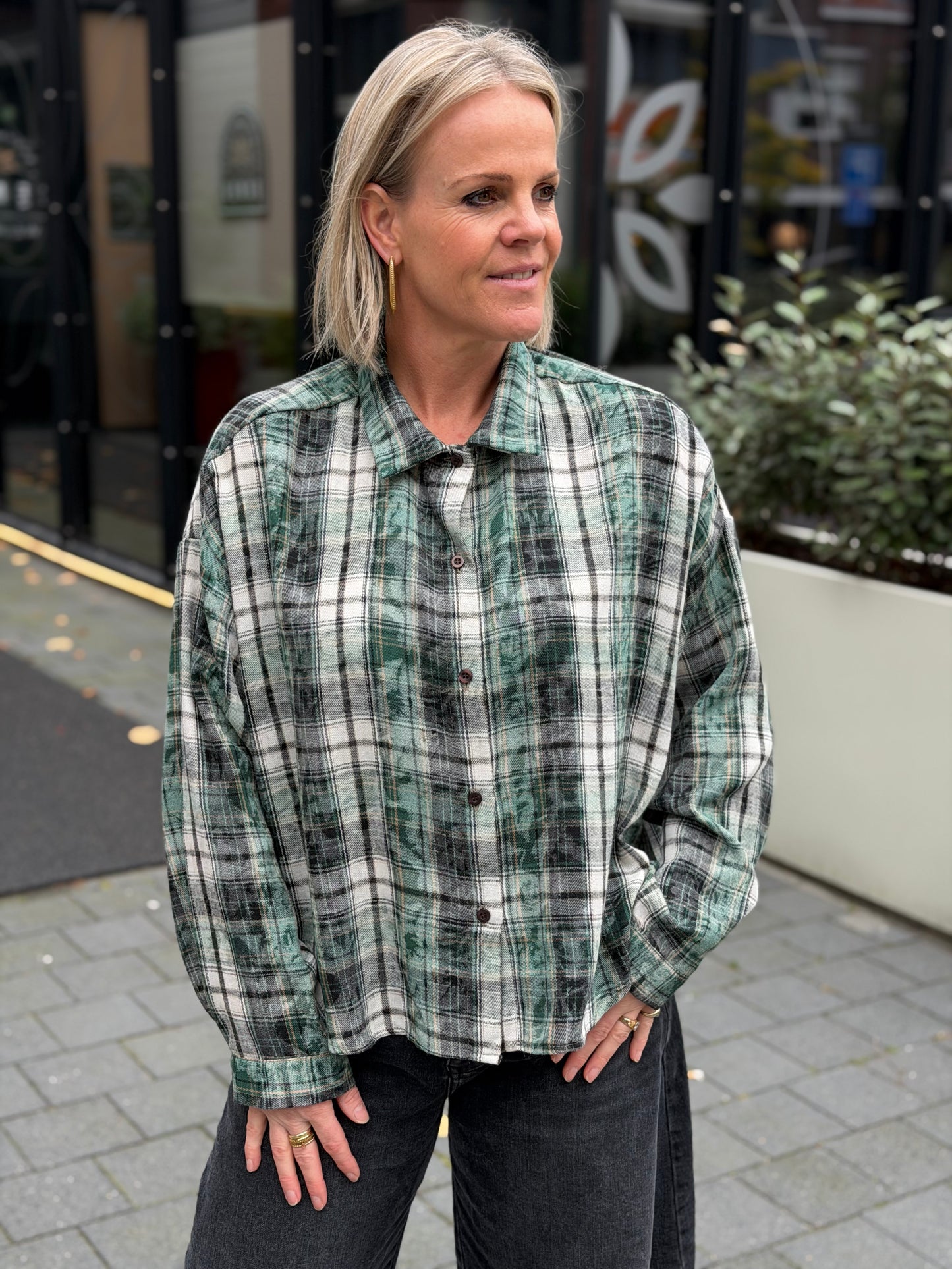 Geruite blouse groen