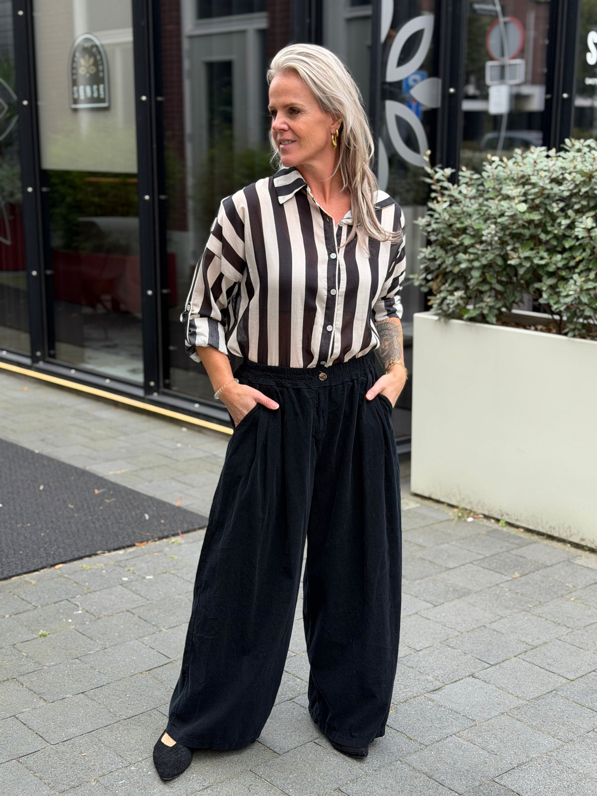 baggy broek babyrib zwart