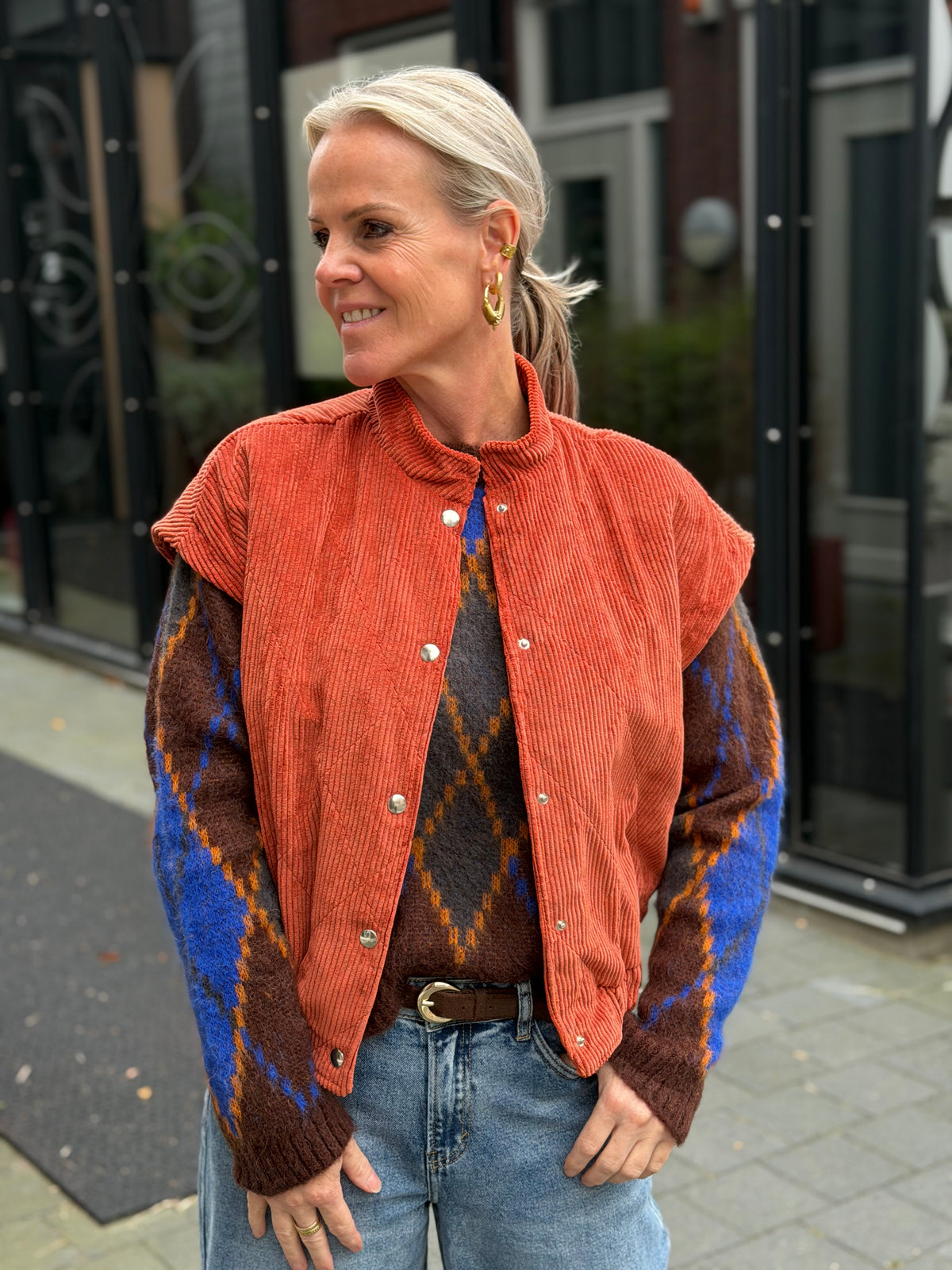 rib bodywarmer warm orange