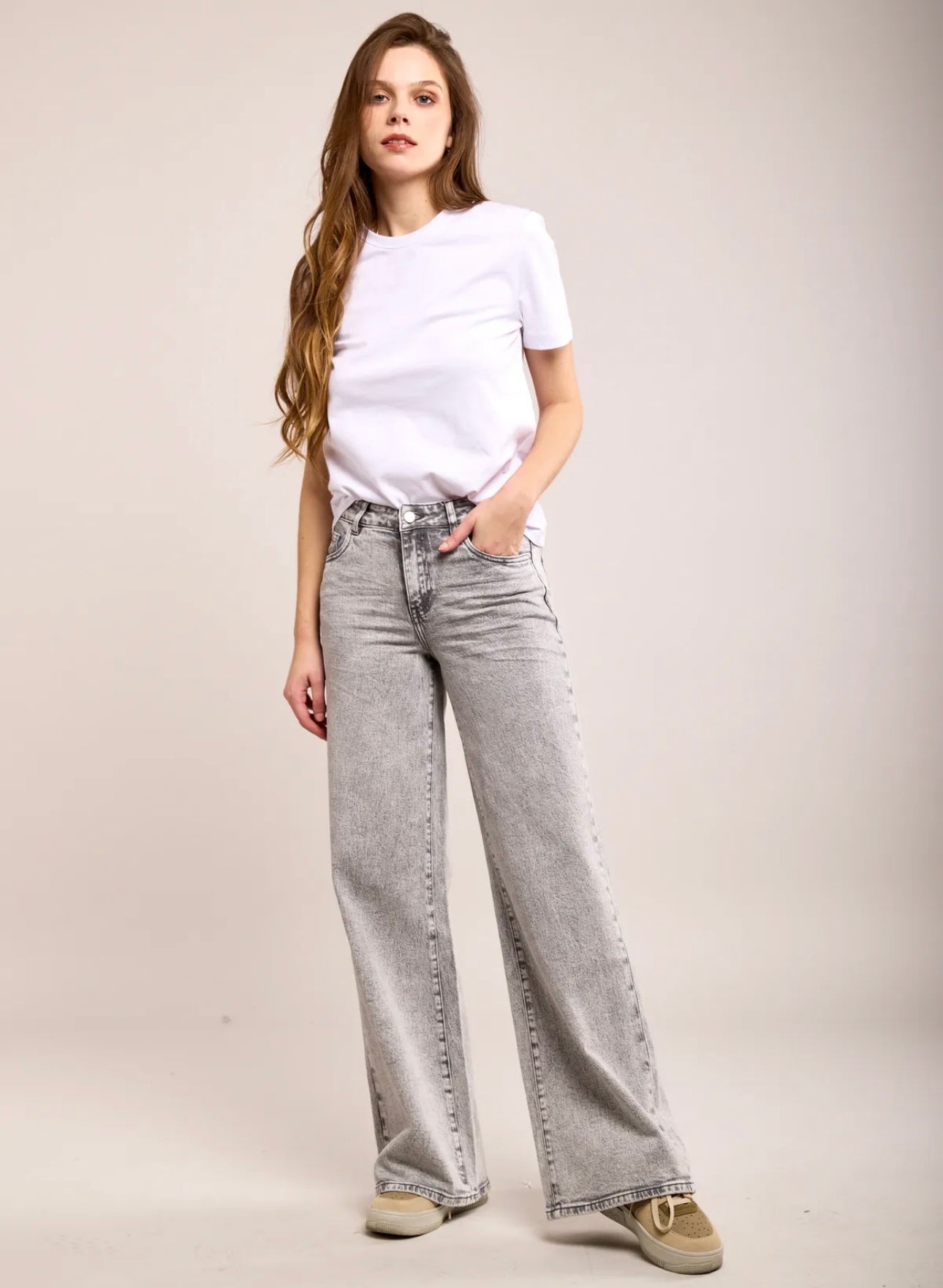 Toxik wide leg jeans licht grijs