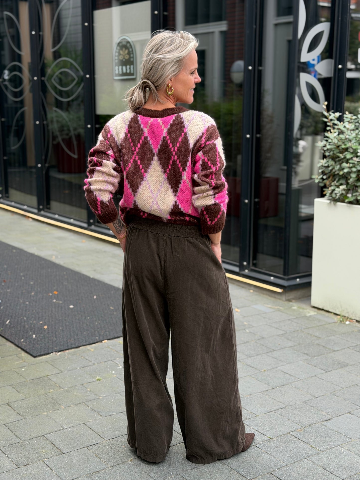 Baggy broek babyrib bruin