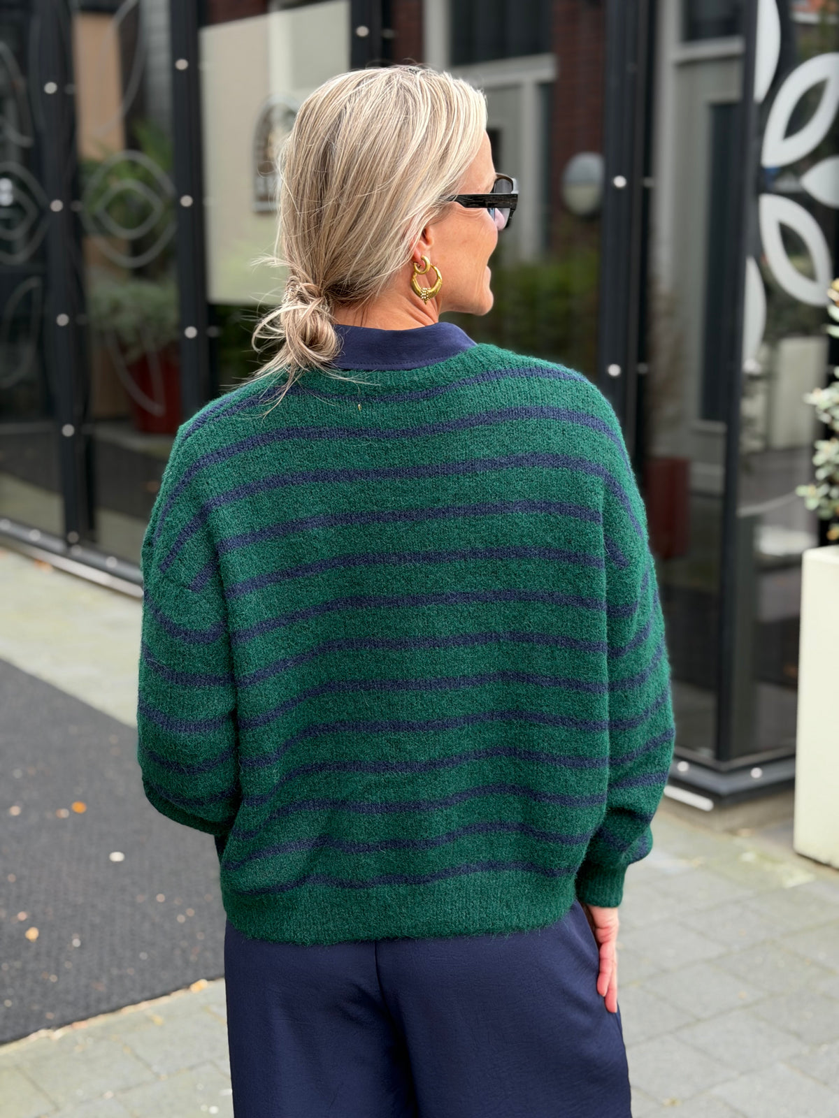 Cardigan Stripe green navy