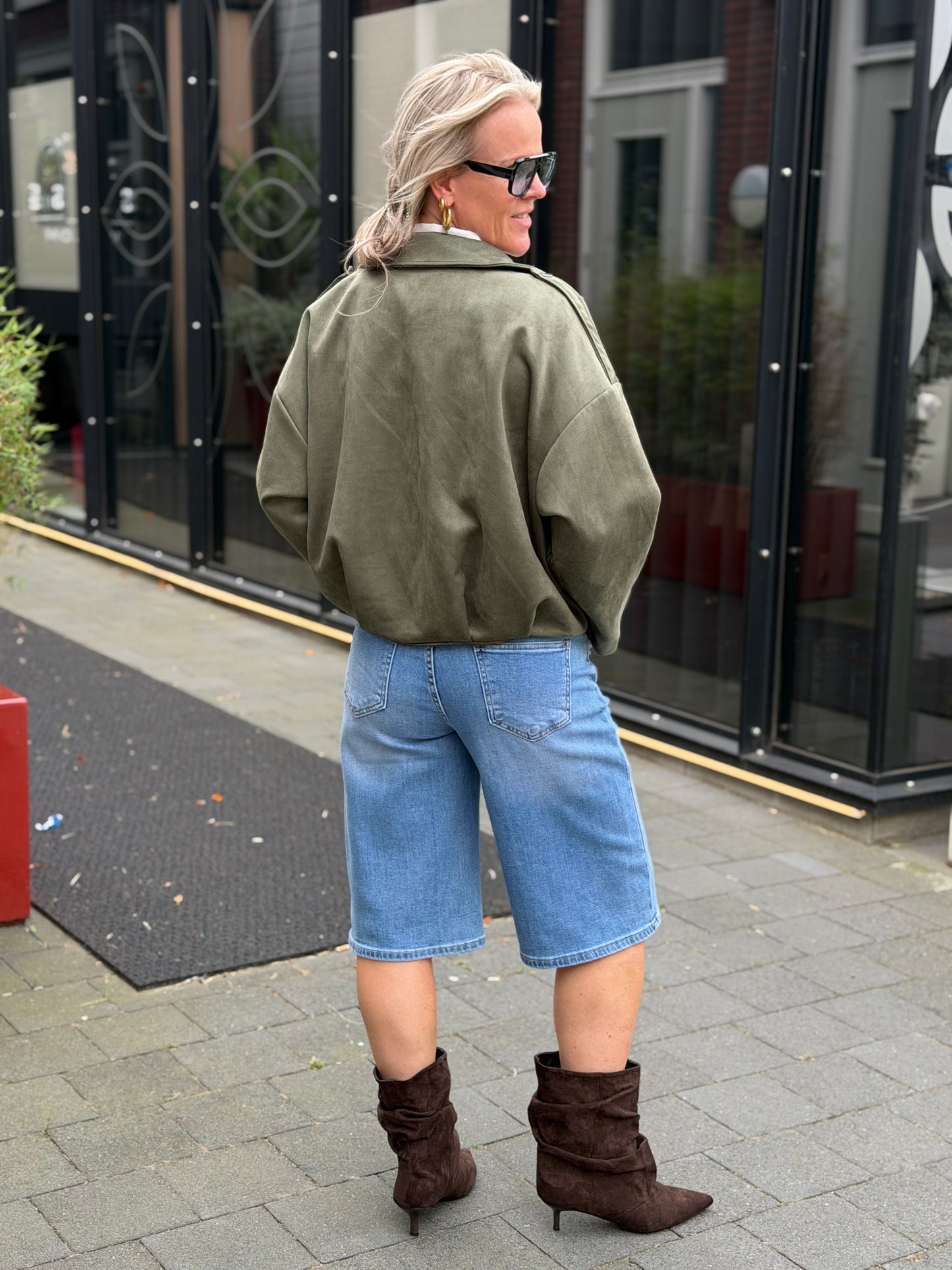Suedine jacket khaki