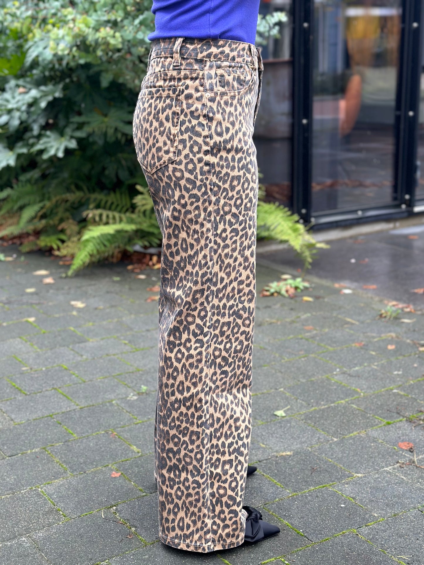 Leopard jeans wide leg