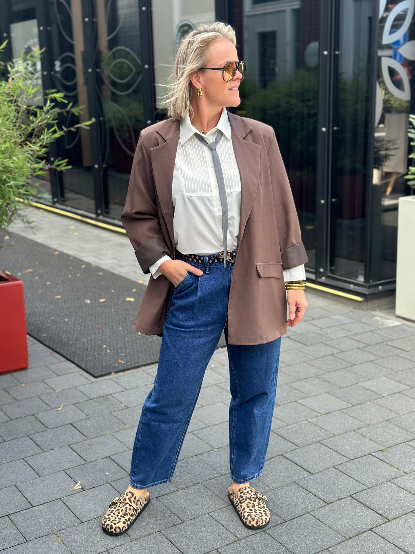 Oversized blazer bruin