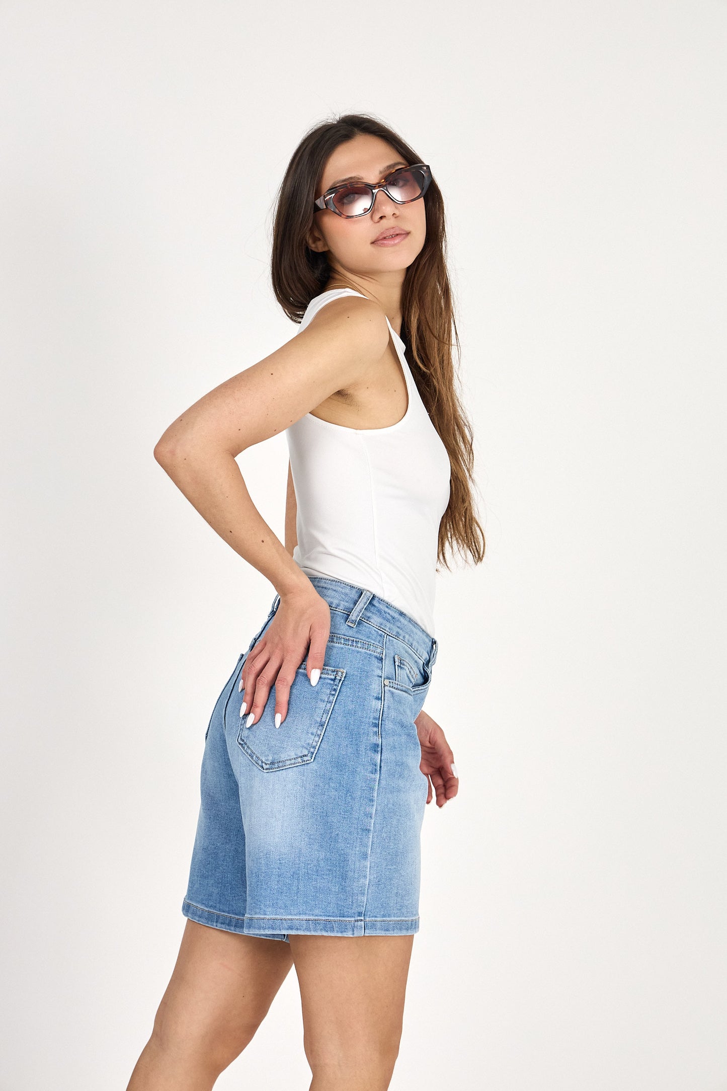 Denim short blauw