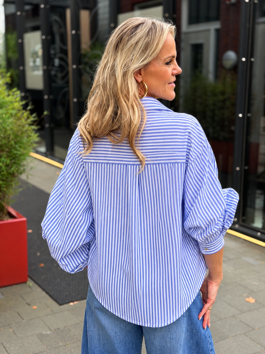 Le Marais stripe blouse wit/blauw