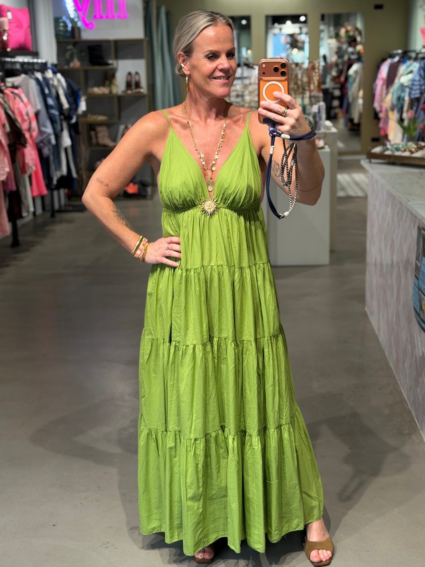 Cotton SUN Dress moss groen