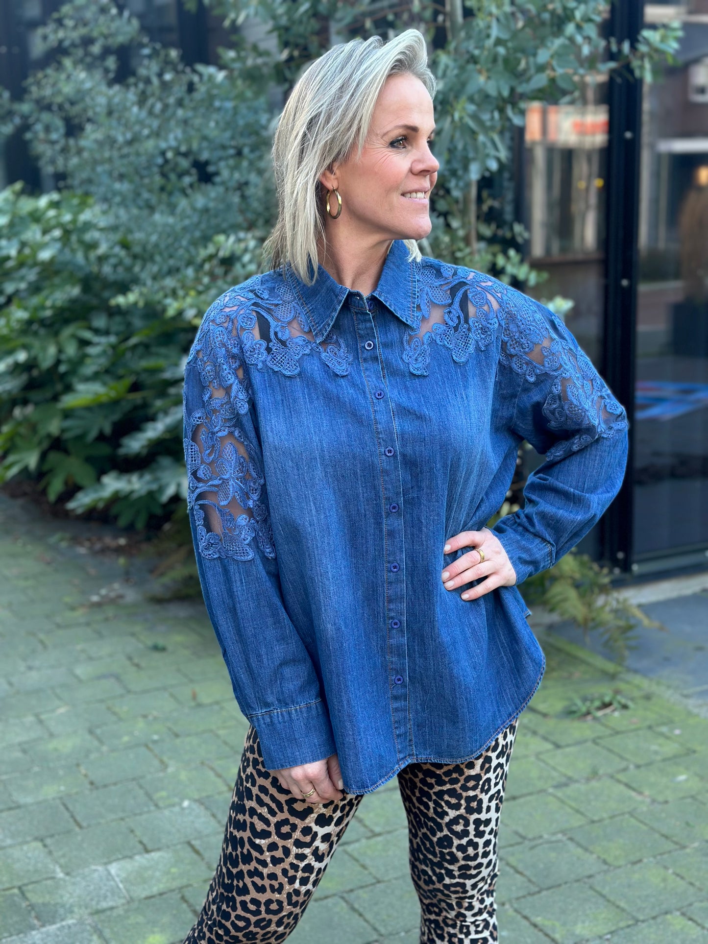 Denim blouse dark blue