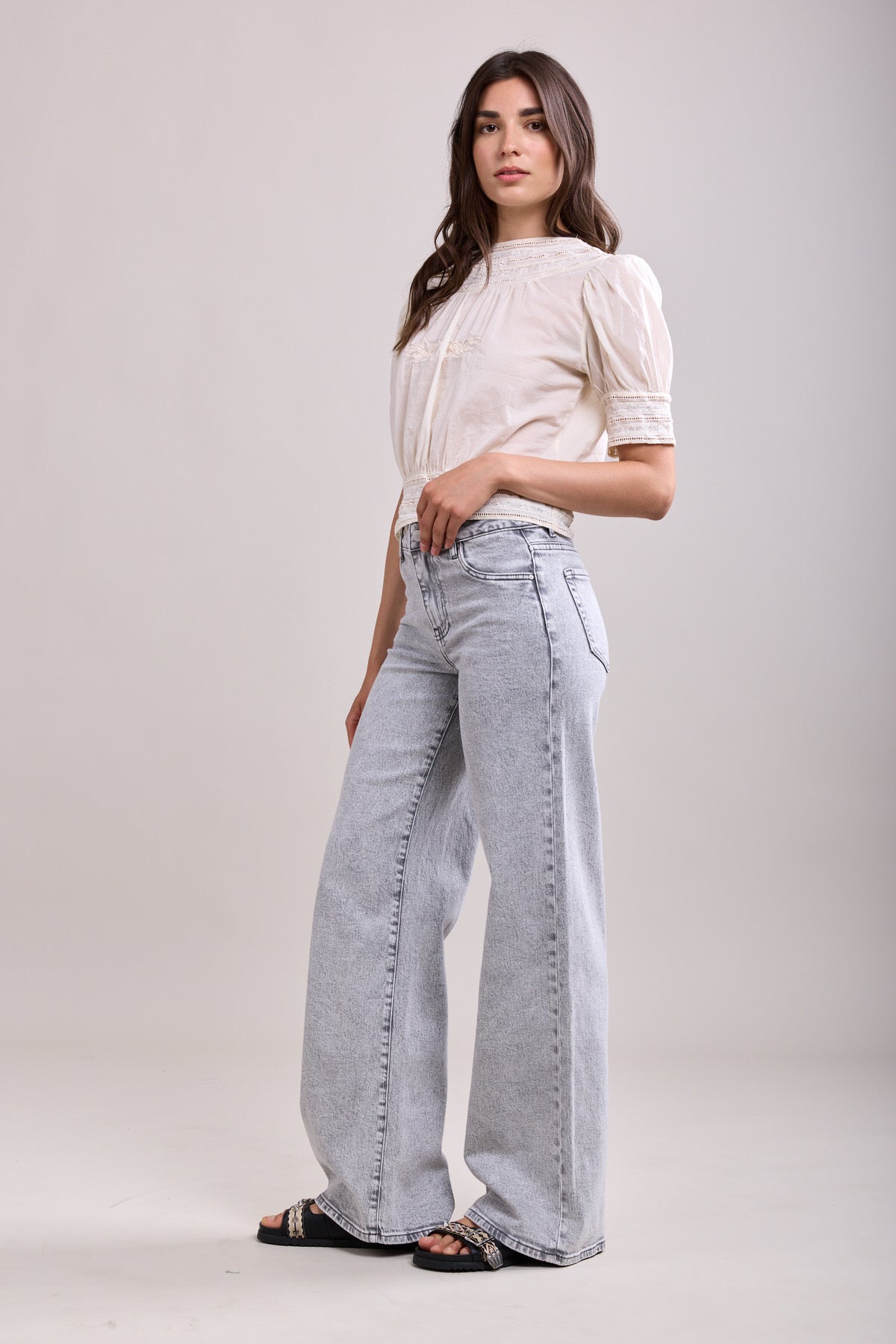 Toxik wide leg jeans 85 licht grijs