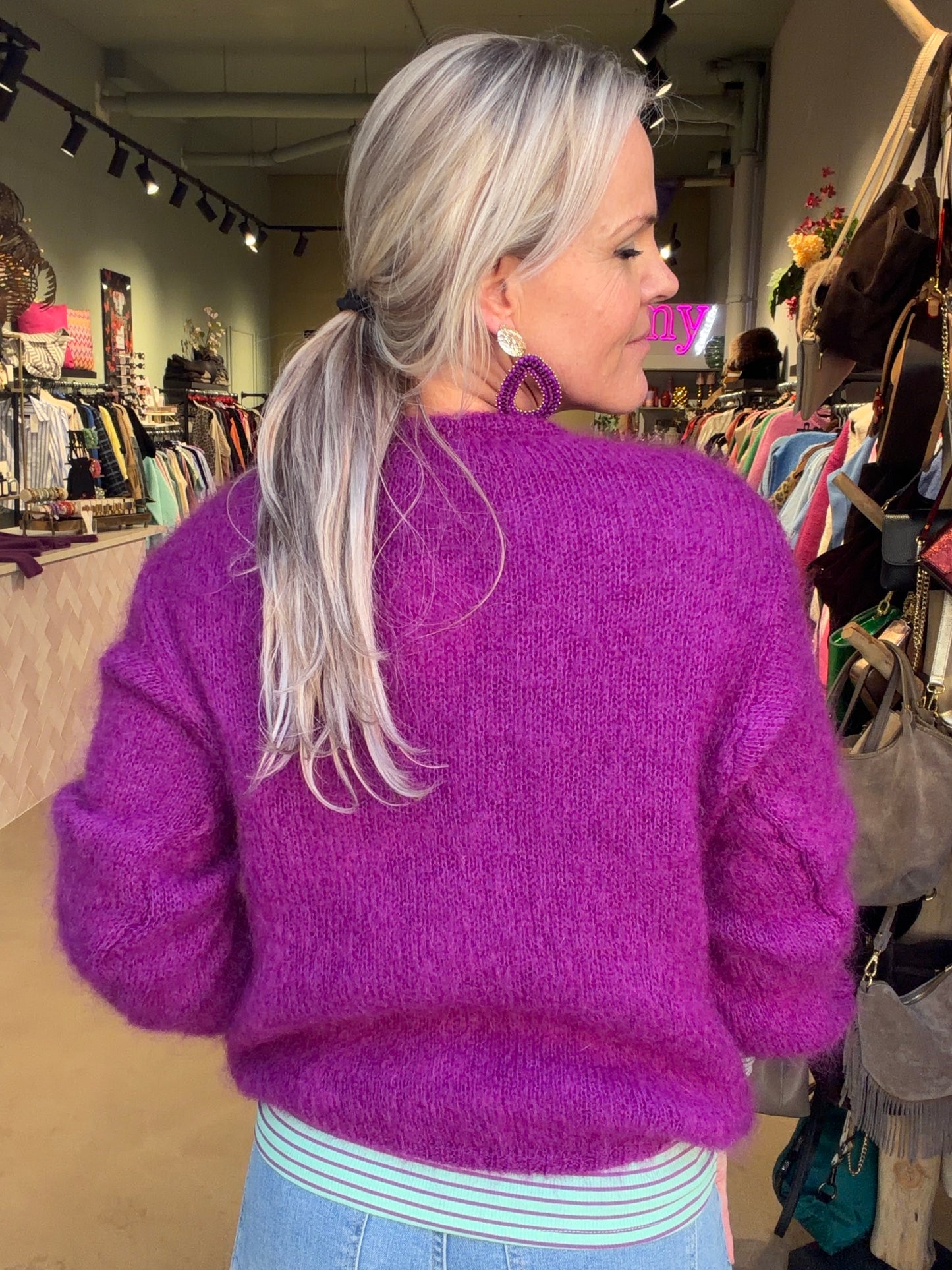 Mohair cardigan purple