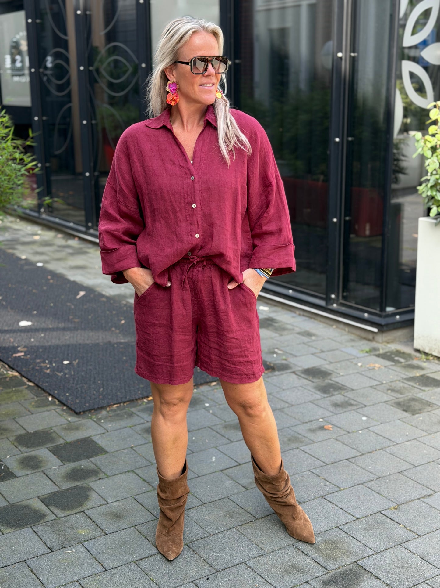 Linnen short Bordeaux