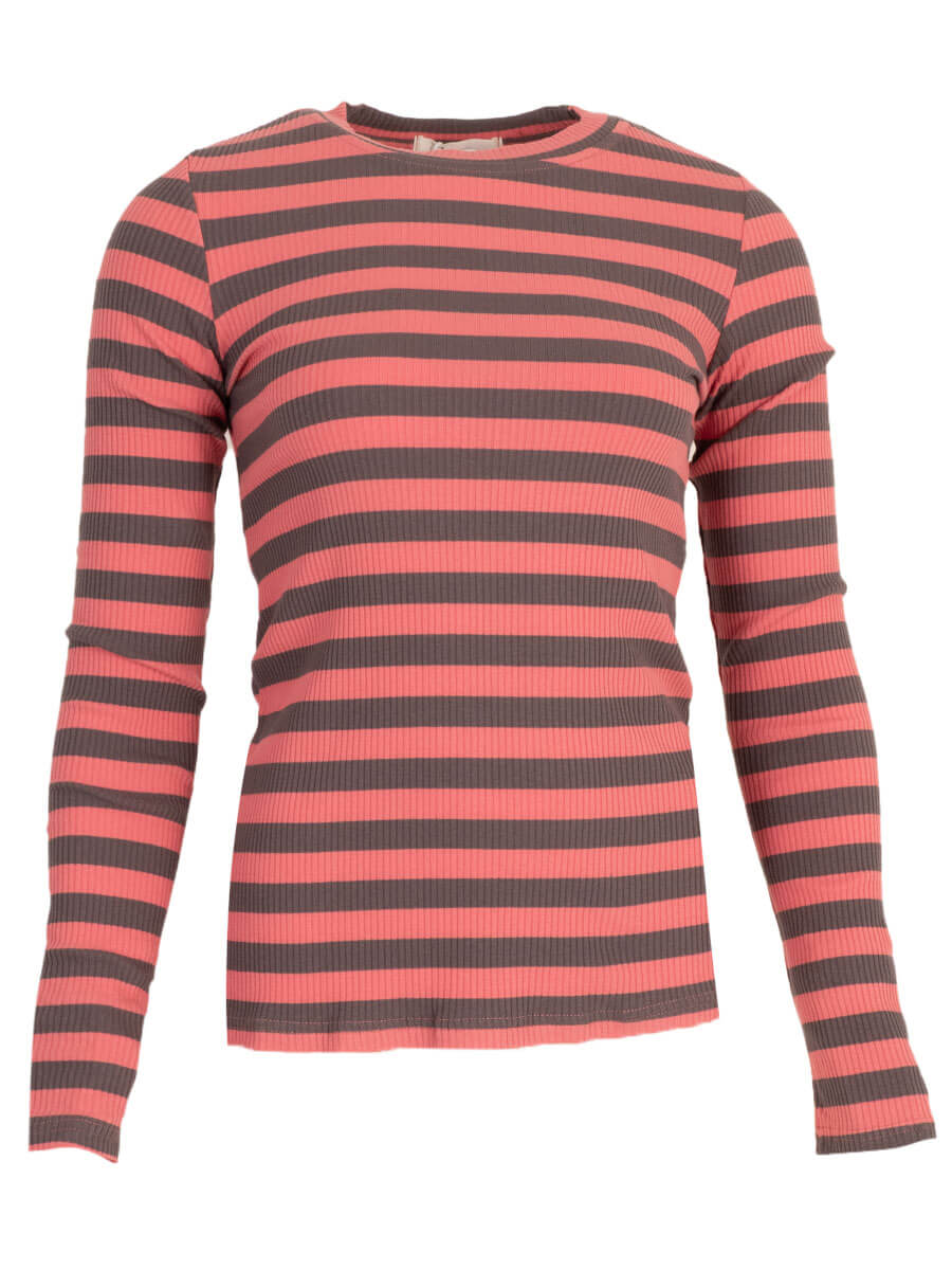 Longsleeve stripe pink-grijs
