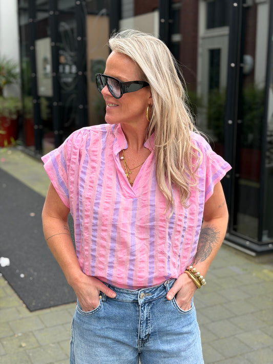 stripe top pink/lila