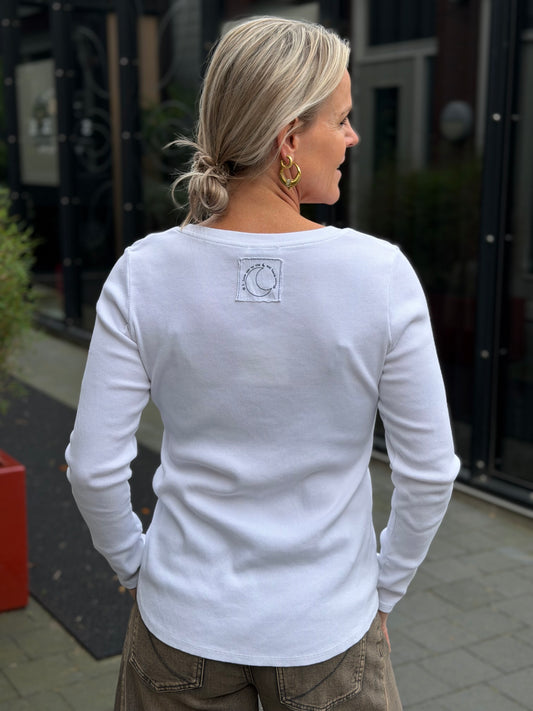 Vhals longsleeve rib wit