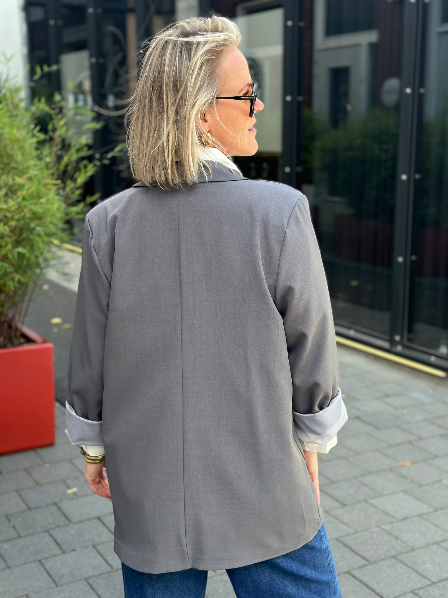 Oversized blazer donker grijs