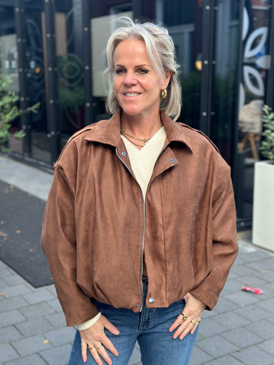 Suedine piloten jacket