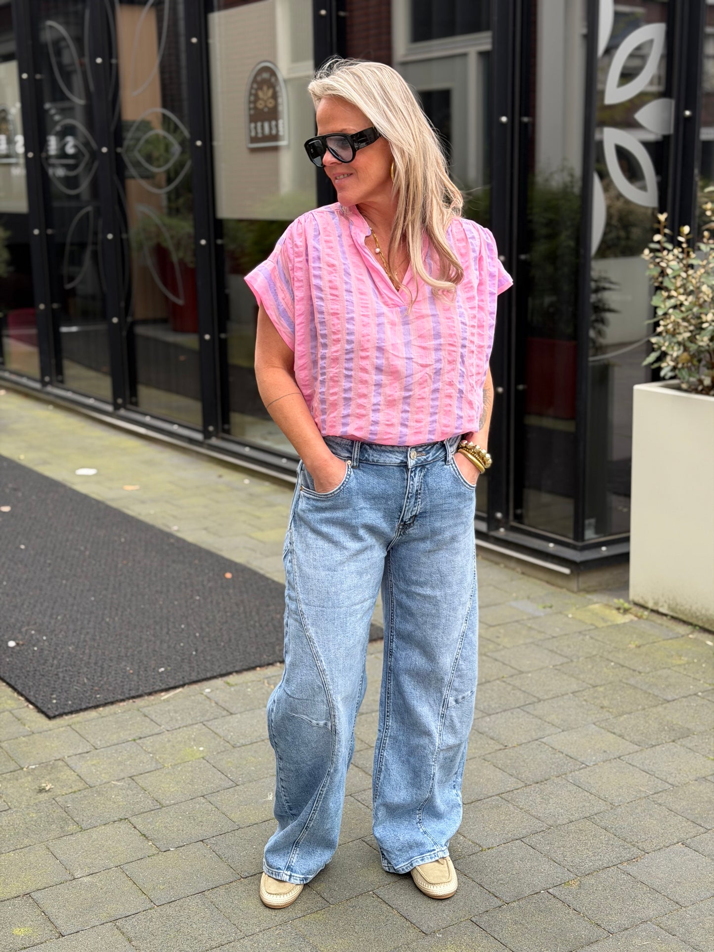stripe top pink/lila