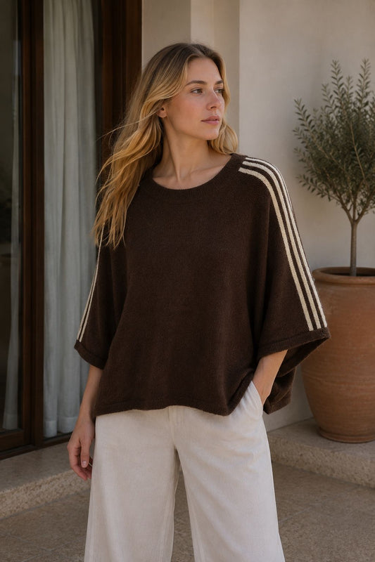 Sporty knit trui bruin