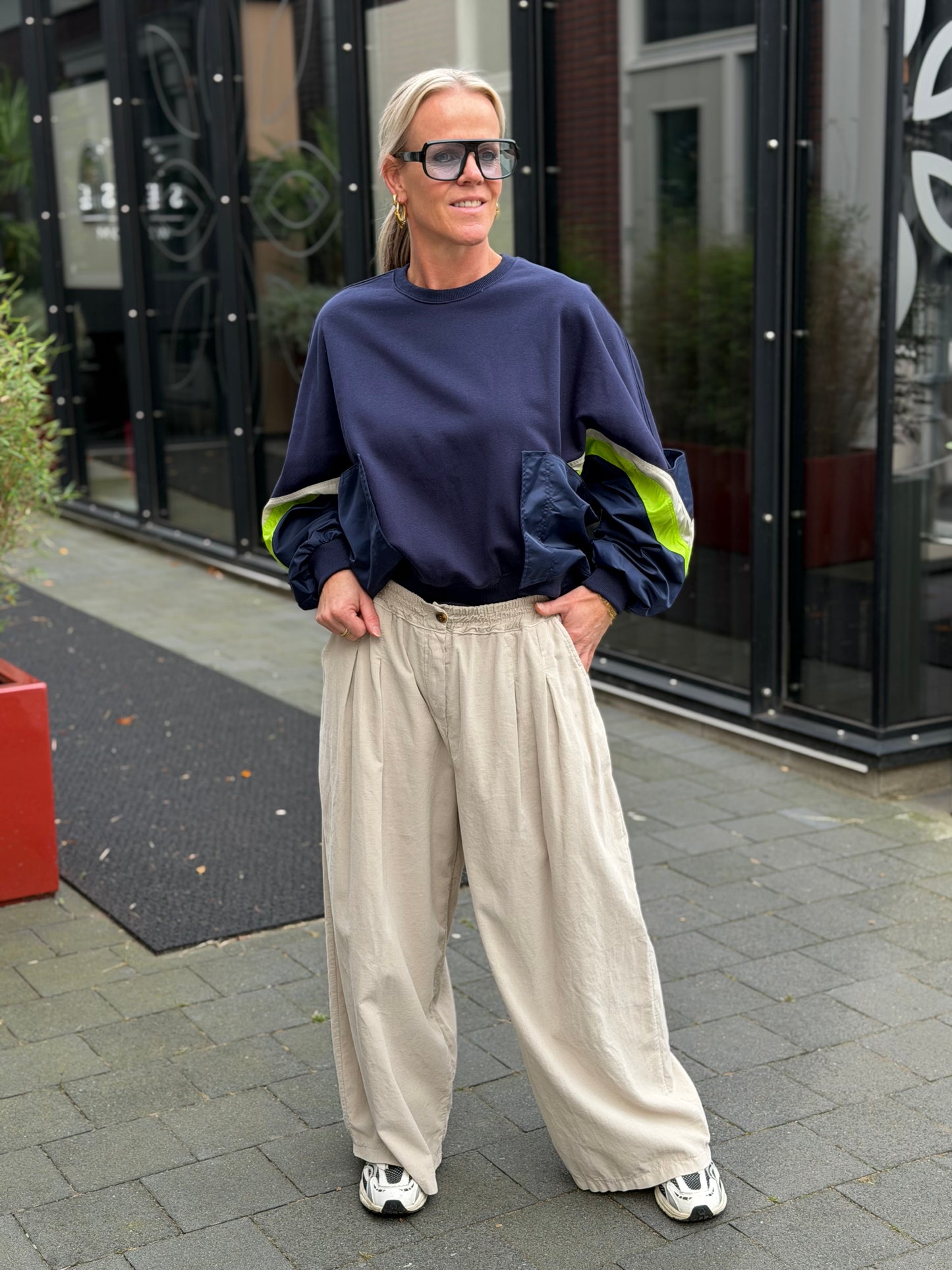 baggy broek babyrib ecru