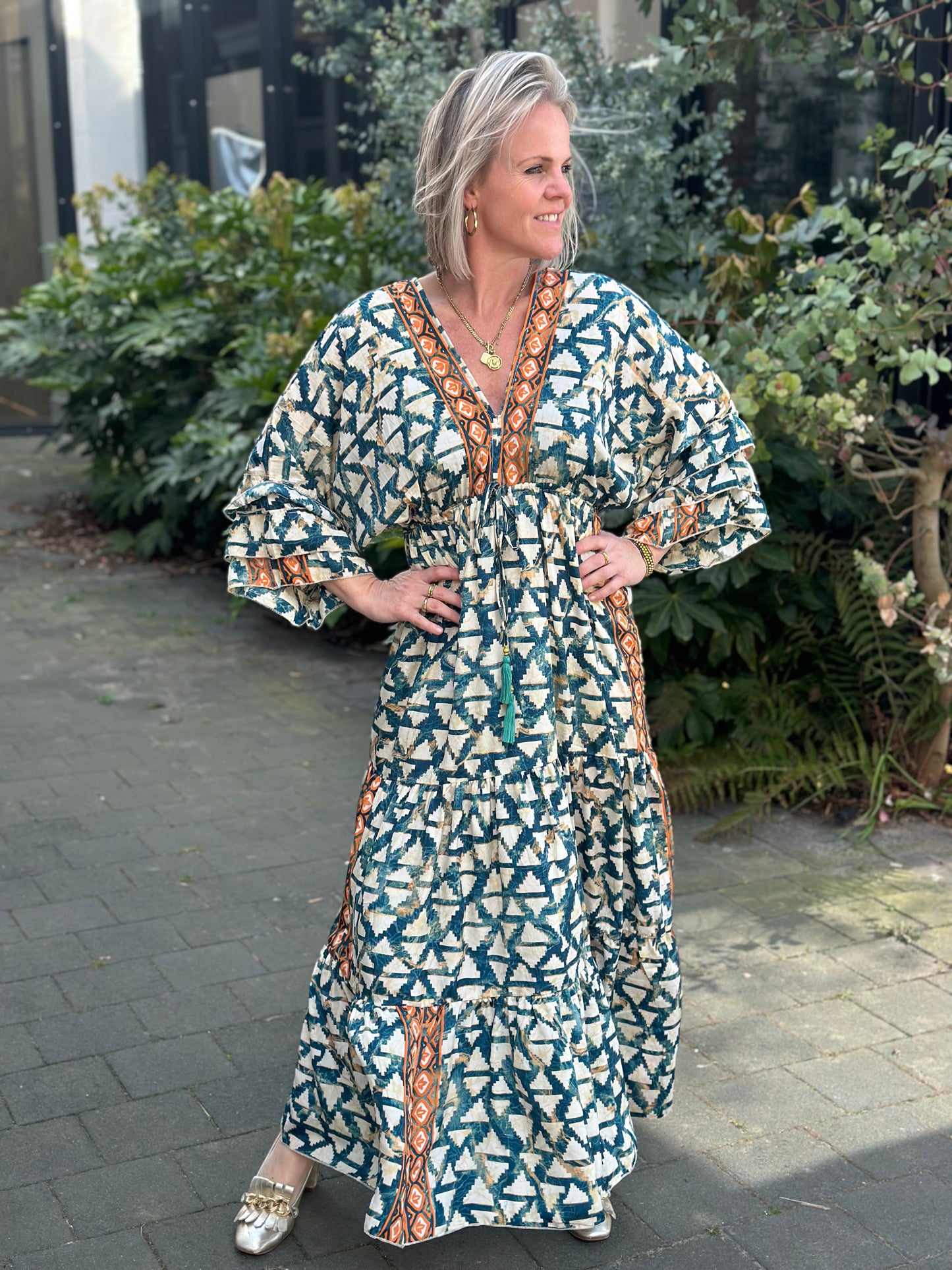 Ibiza Dress beige/petrol/oranje