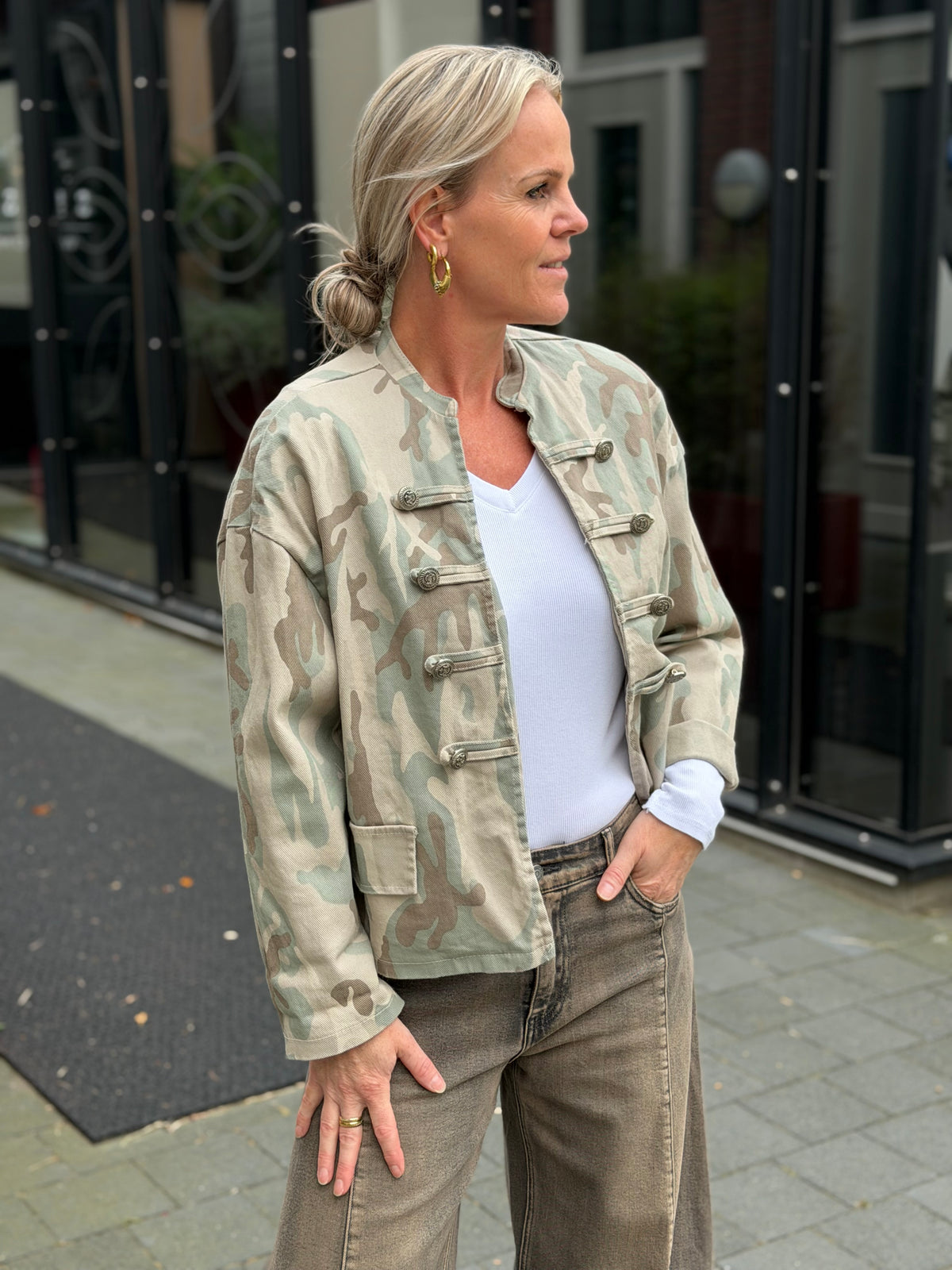 Camouflage militair jacket beige