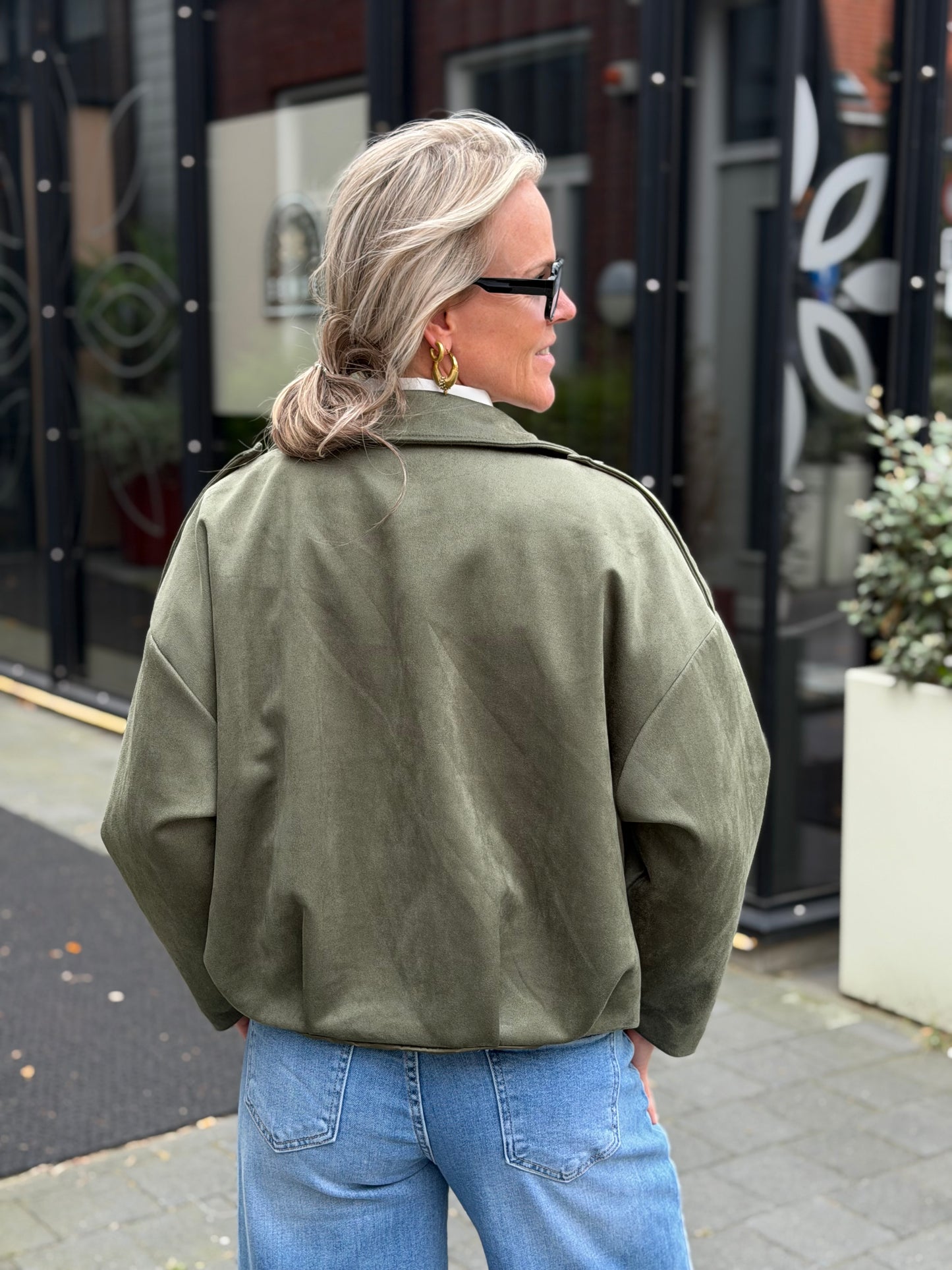 Suedine jacket khaki