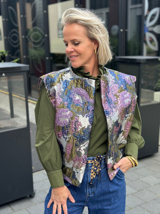 Metallic gilet khaki, lila, Navy