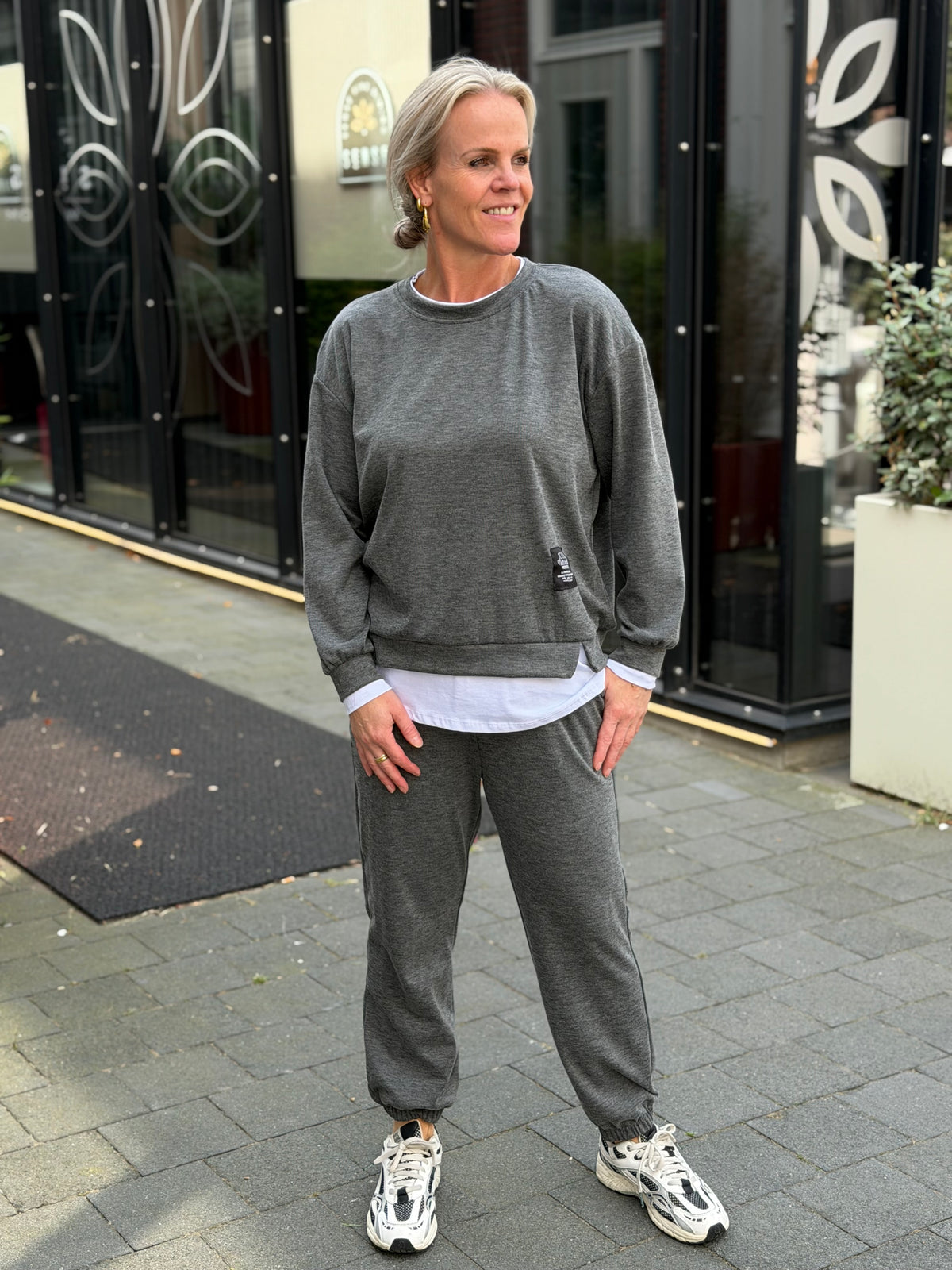 Tweedelig sweat pak antraciet
