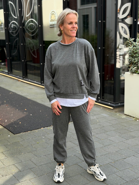 Tweedelig sweat pak antraciet