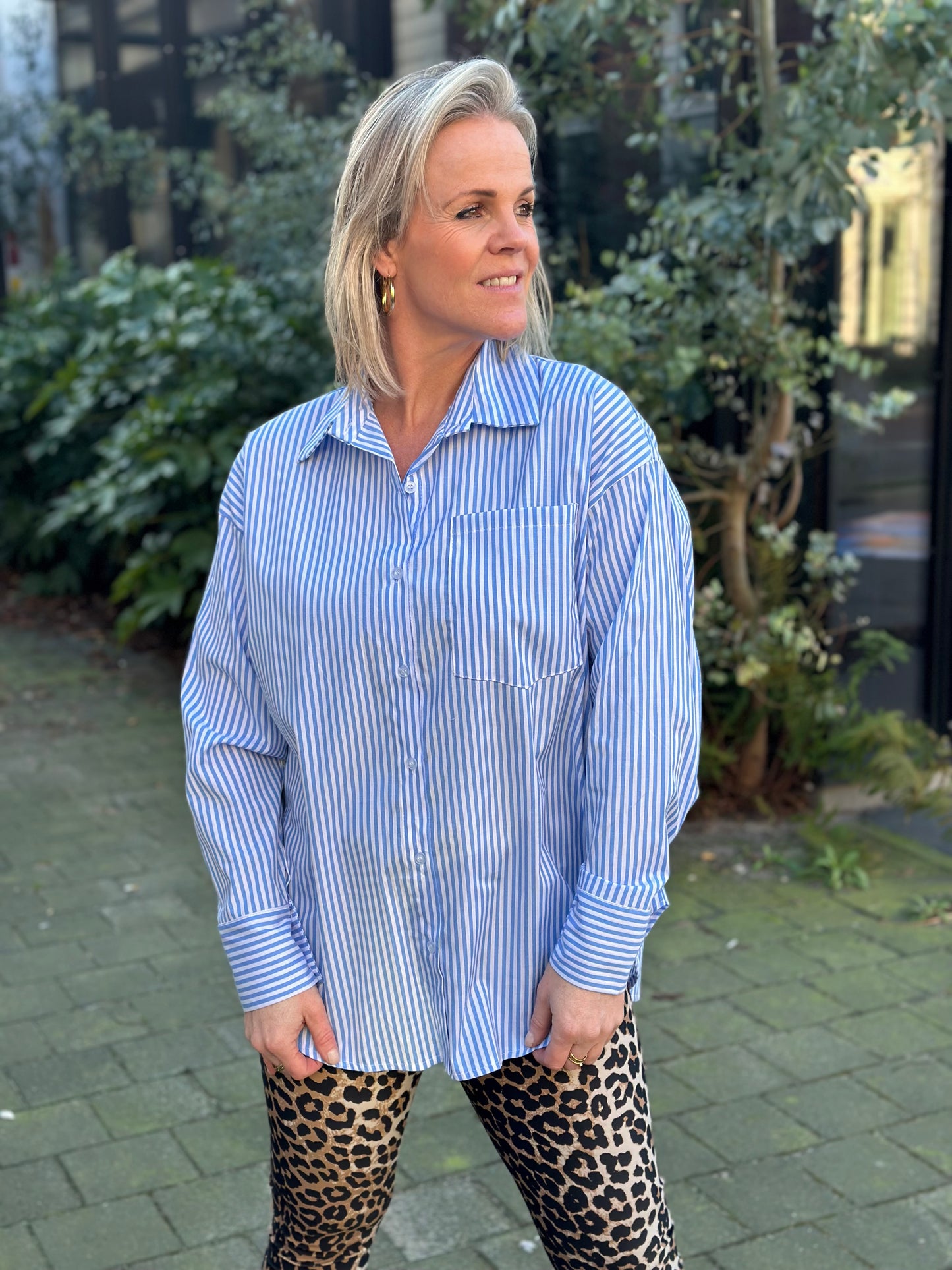 classic oversized blouse streep blue