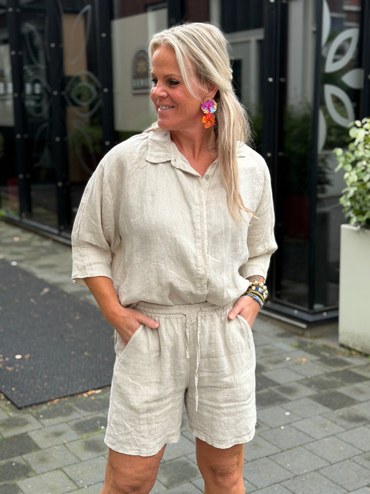 Linnen short beige