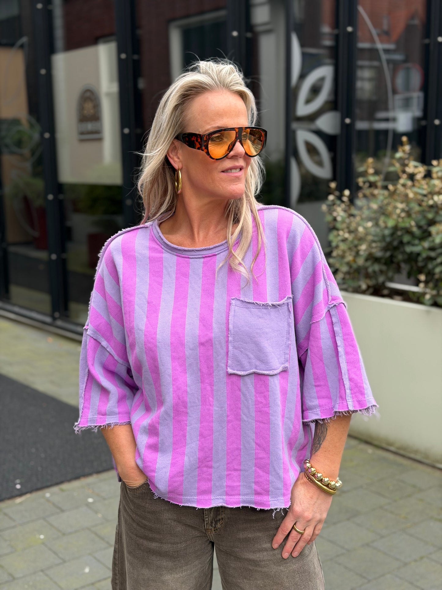 Sweater stripe lila/purple